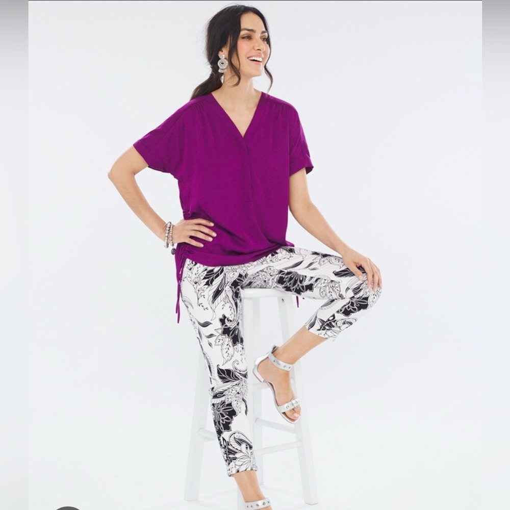Chico’s purple side cinch blouse, Large (chicos size 2)